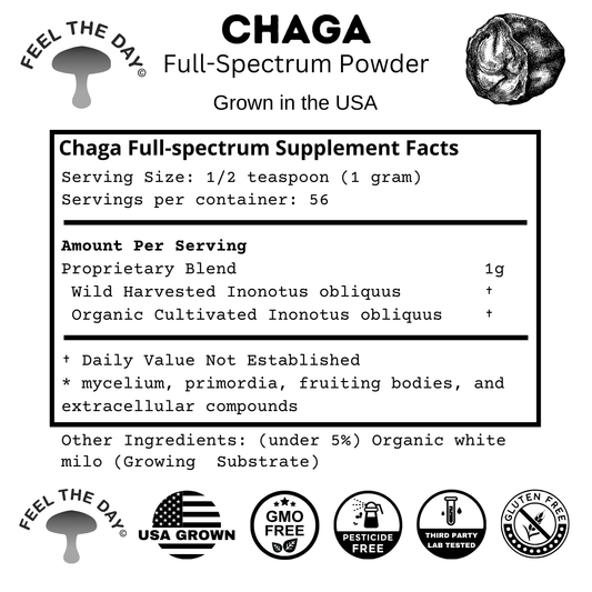 Chaga mushroom powder supplement 2 oz