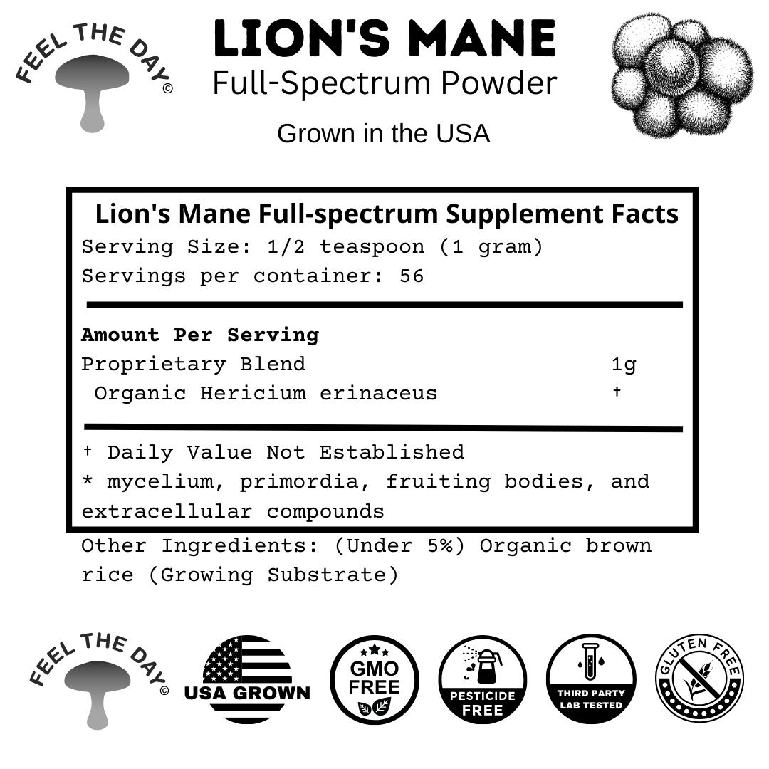 Lion's Mane mushroom powder supplement 2 oz