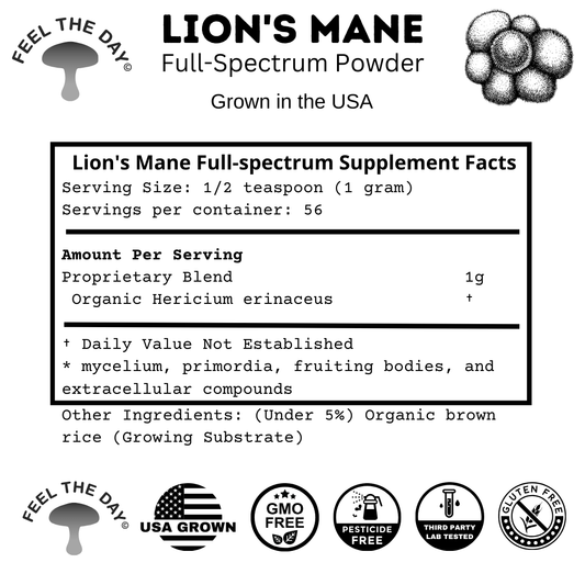 Lion's Mane mushroom powder supplement 2 oz