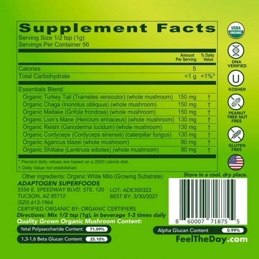 Essentials mushroom powder supplement