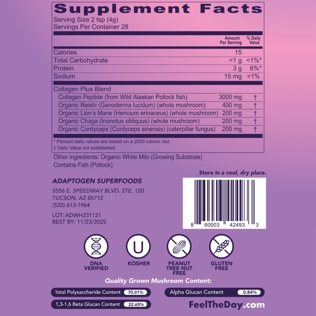 Collagen Plus mushroom powder supplement