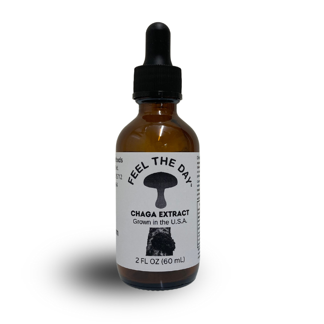 Small batch Chaga mushroom alcohol extract tincture 2 oz bottle
