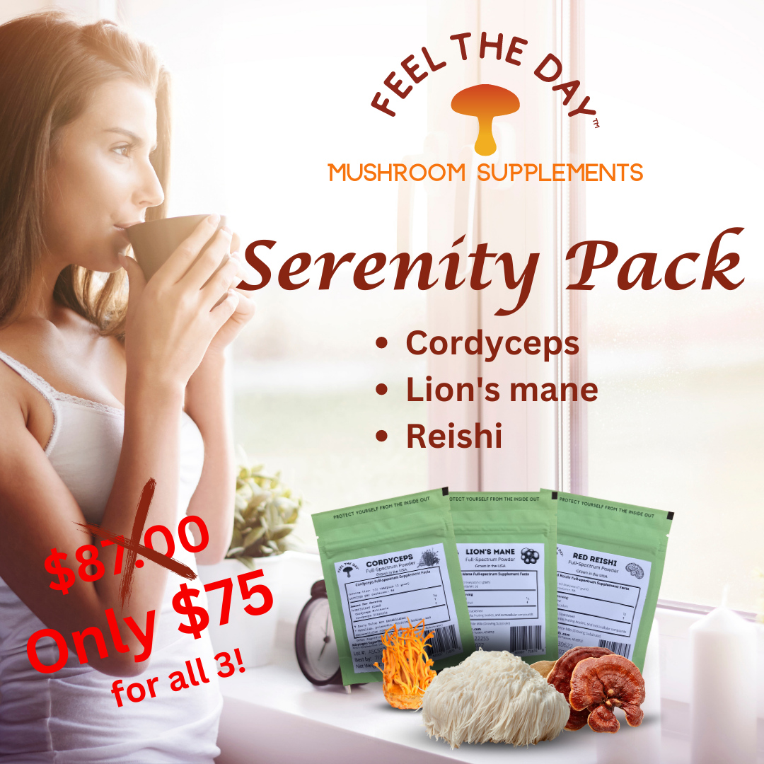 Serenity mushroom powder supplement pack