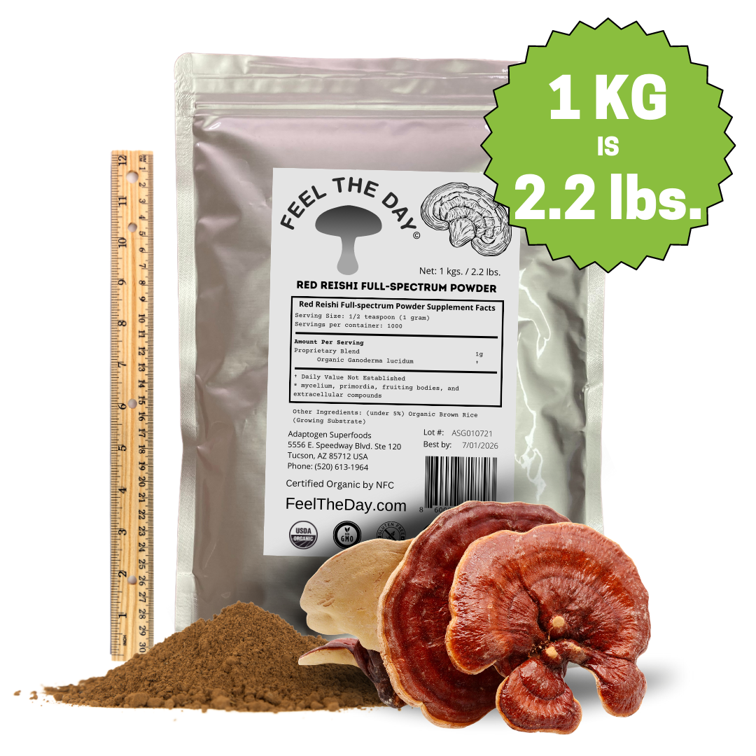 Red Reishi mushroom powder supplement 1kg – Adaptogen Superfoods