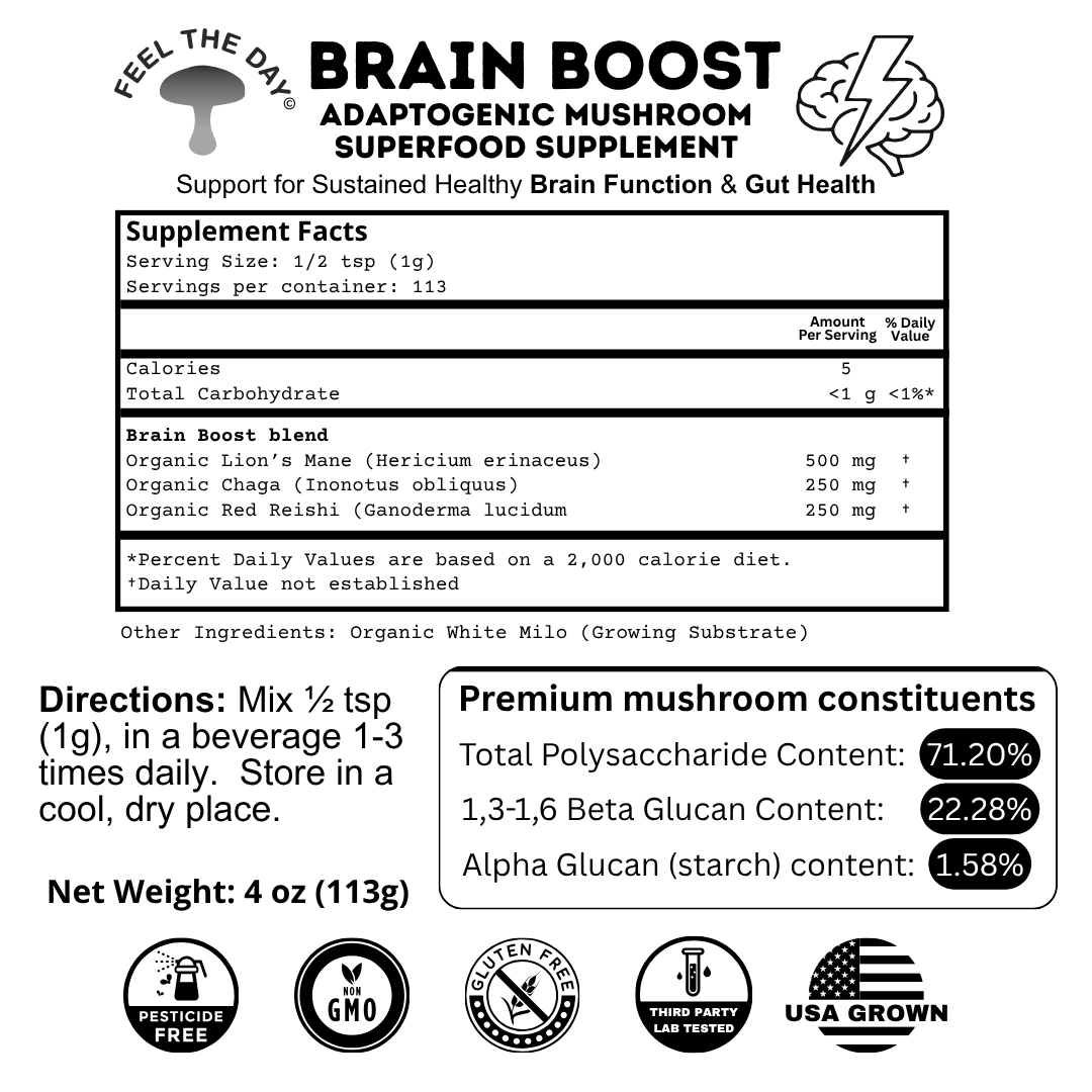 Brain Boost mushroom powder supplement