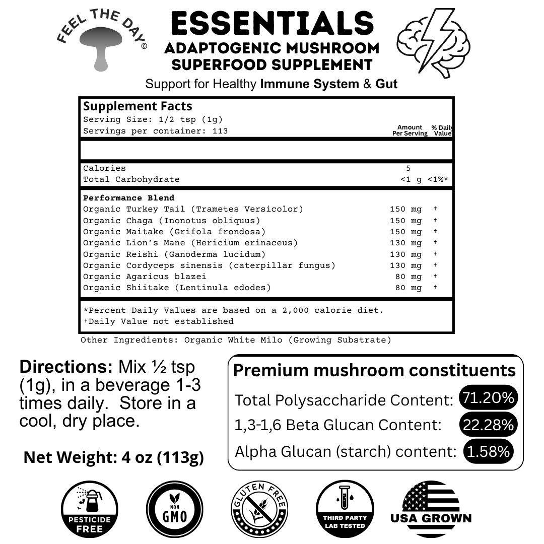 Essentials mushroom powder supplement
