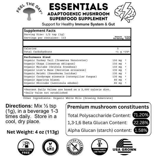 Essentials mushroom powder supplement