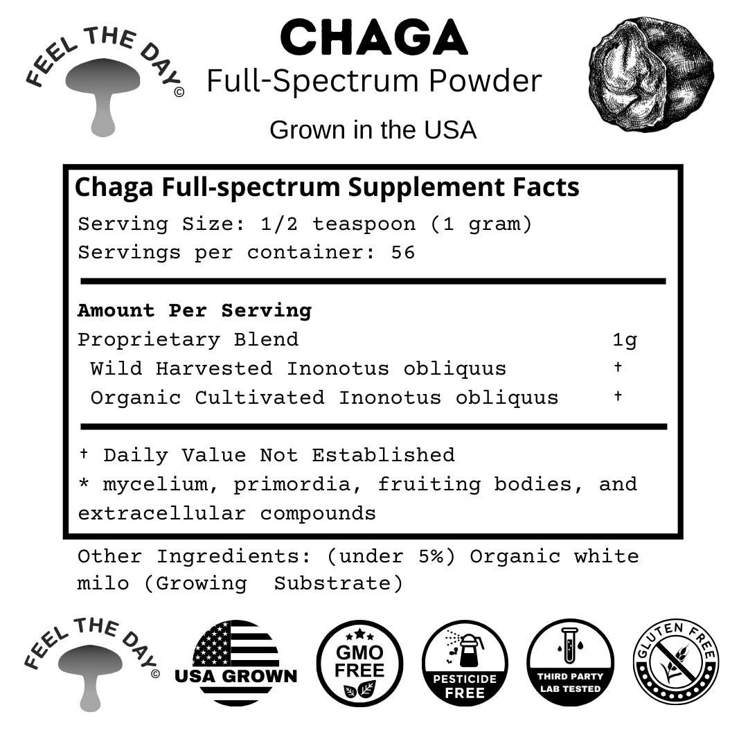 Chaga mushroom powder supplement 2 oz