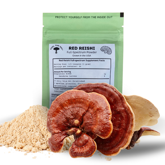 Red Reishi mushroom powder supplement 2 oz