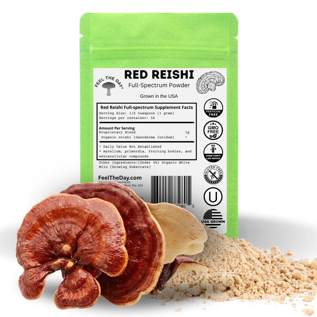 Red Reishi mushroom powder supplement 2 oz