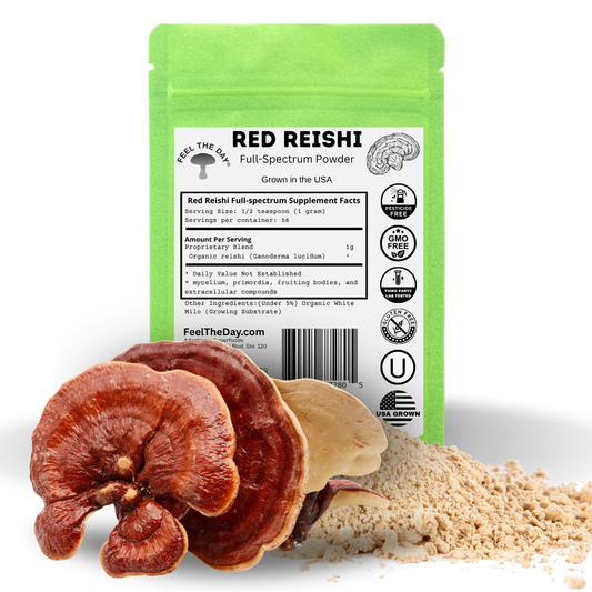 Red Reishi mushroom powder supplement 2 oz