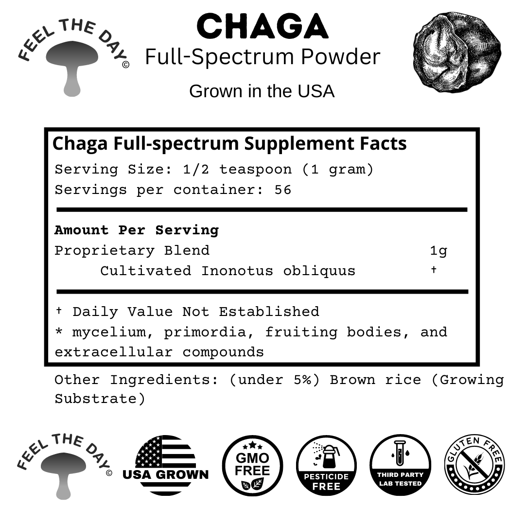Chaga mushroom powder supplement 2 oz