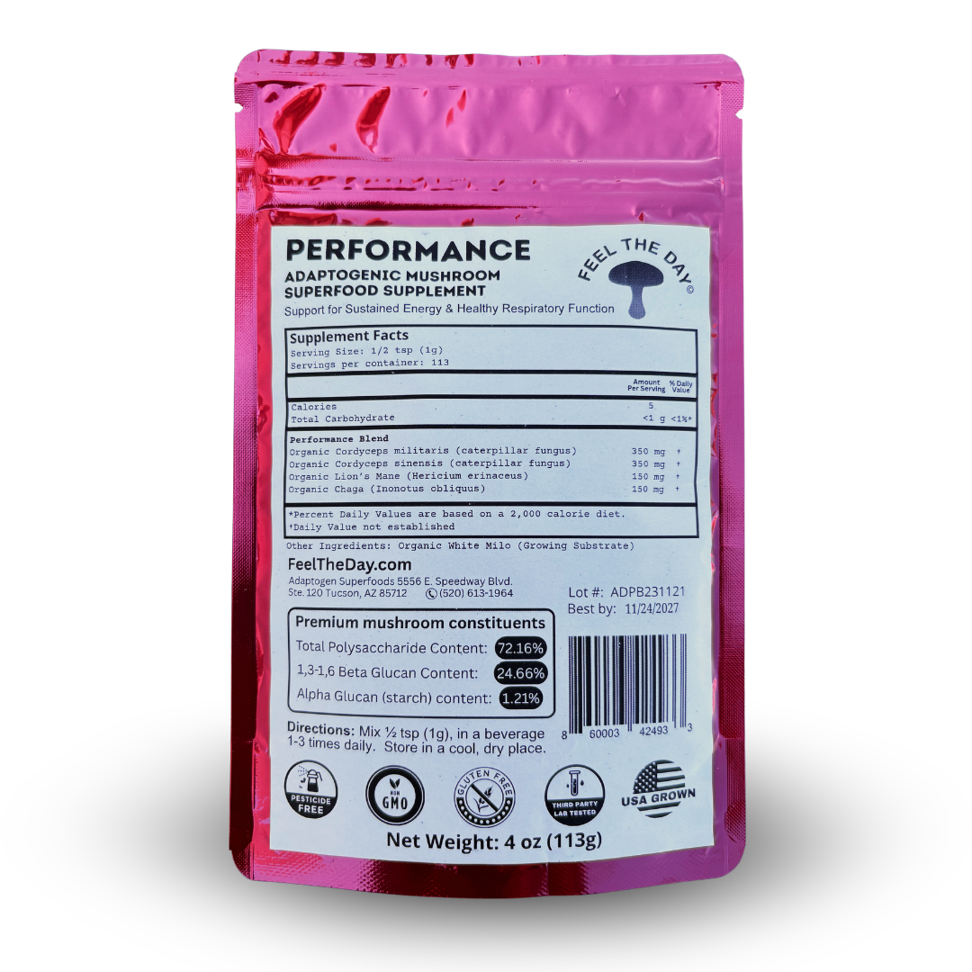 Performance mushroom powder supplement