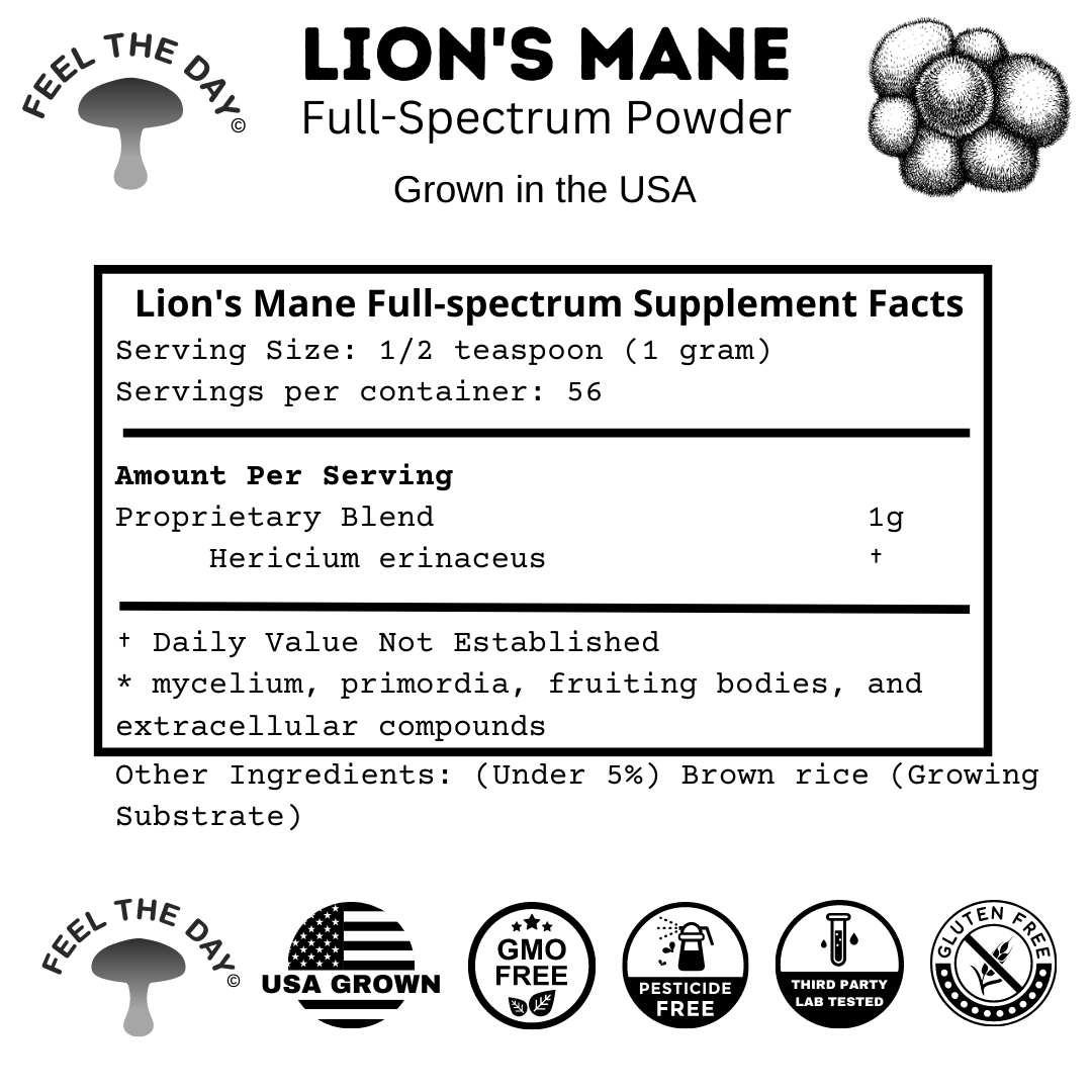 Lion's Mane mushroom powder supplement 2 oz