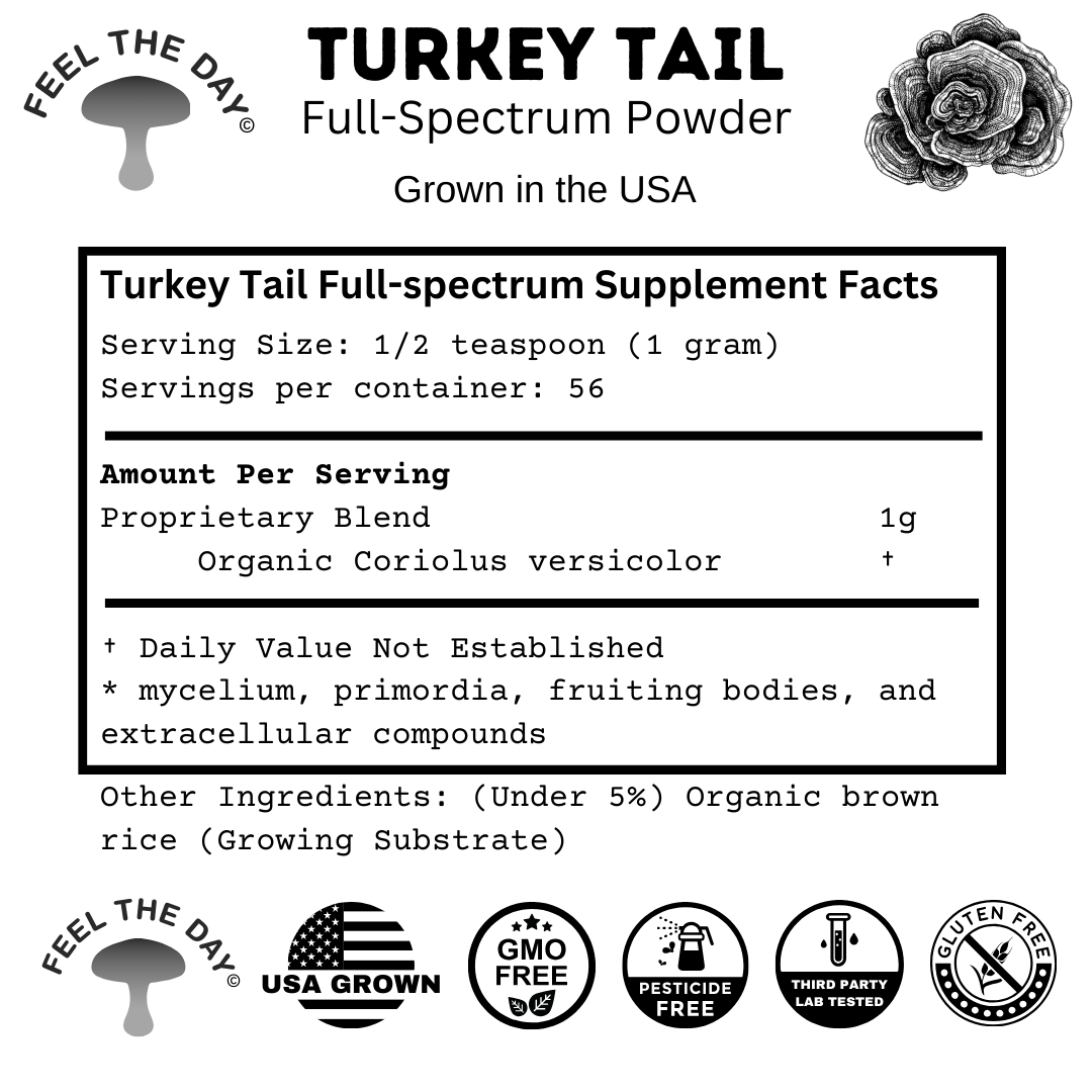 Turkey Tail mushroom powder supplement 2 oz