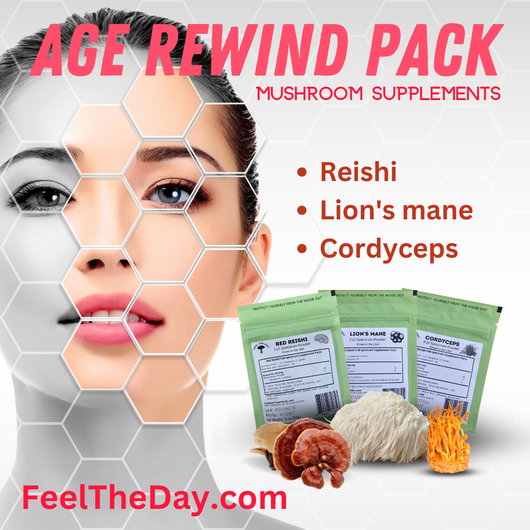 Age Rewind mushroom powder supplement pack