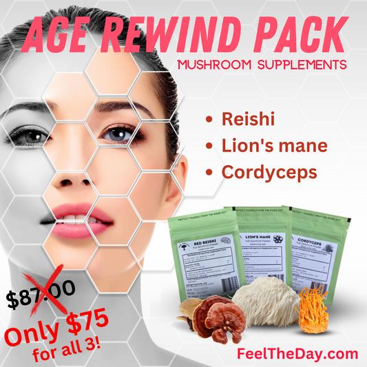 Age Rewind mushroom powder supplement pack