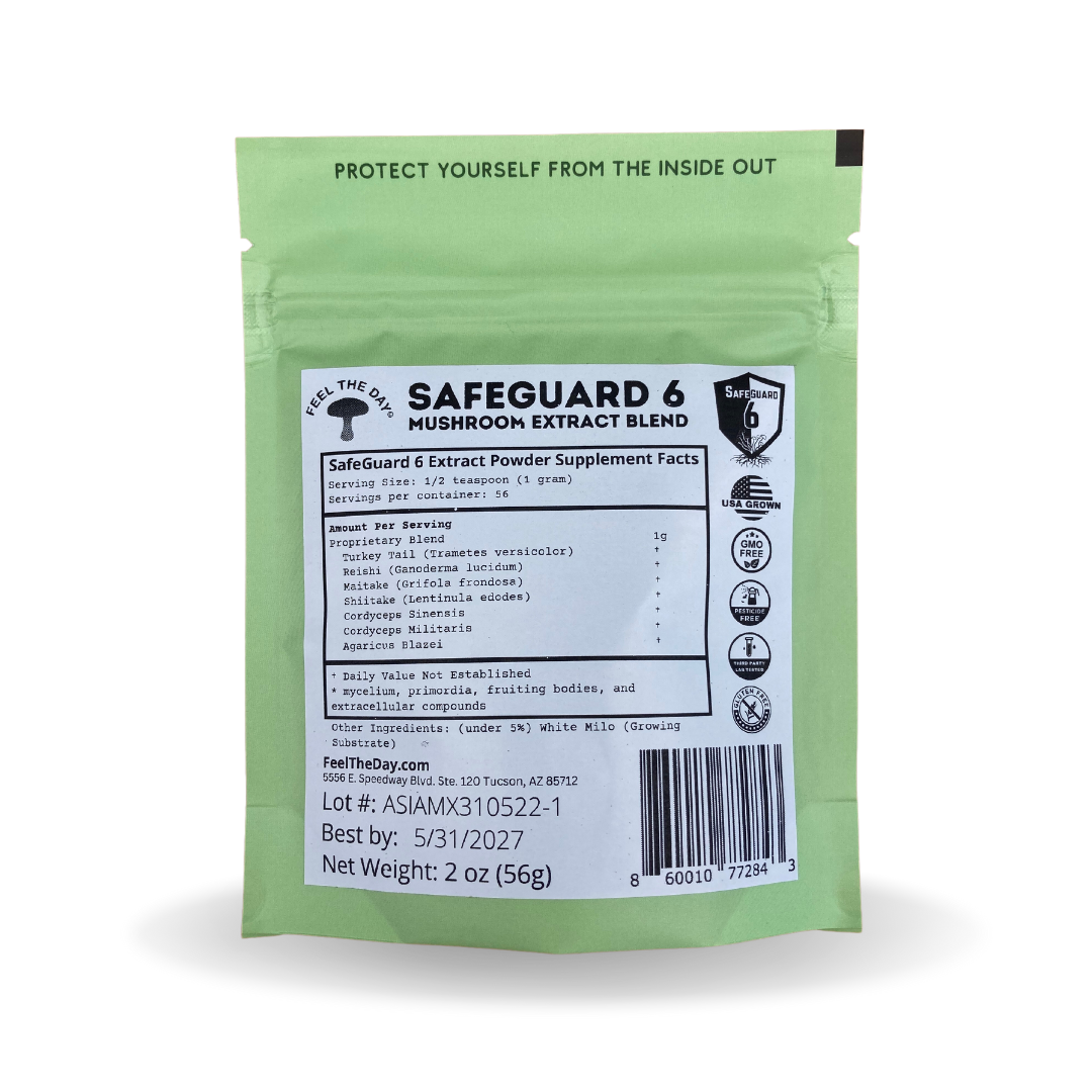 SafeGuard 6 mushroom extract powder supplement 2 oz