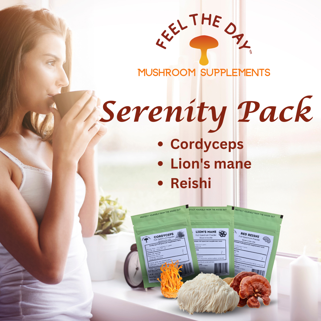 Serenity mushroom powder supplement pack