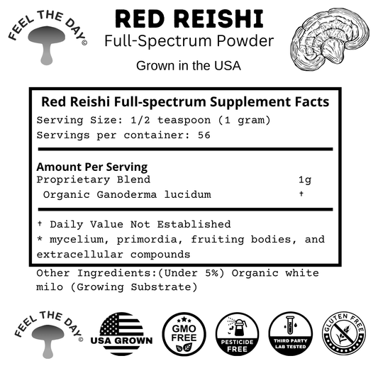 Red Reishi mushroom powder supplement 2 oz
